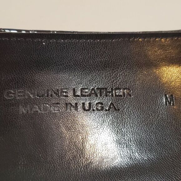 Carlisle Belt Black Embossed 3" Wide Leather Croc Pattern Sz M 34"-36" USA made - Picture 9 of 9